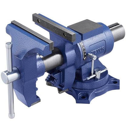 VEVOR Heavy Duty Bench Vise, 6-1/2" Jaw Width, 5" Max Jaw Opening Multi-Purpose Ductile Iron Bench Vise with Anvil, 360° Swivel Base Head, 3" Throat, 5620 lbs Clamp Force, for Pipe Repairing - size: 6.5inch