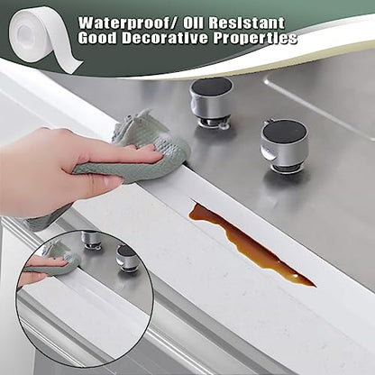 Caulk Tape - Waterproof Self-Adhesive Caulking Tape 1.5" x 10.5Ft for Toilet Sealer, Around Toilet Base, Kitchen, Bathroom, Sink, Shower, Bathtub Edge Protector, PVC Caulk Strip