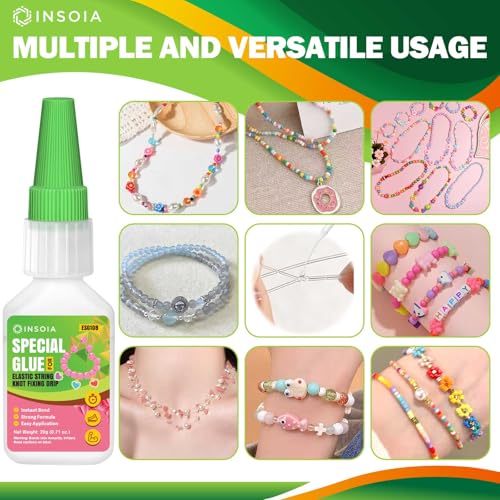 Bracelet Jewelry Glue for Elastic String, 20g Clear Elastic Knot Fixing Drip Adhesive for Bracelet String, Clay Beads, Rhinestones, Jewelry Making Kit – Waterproof, Flexible, Non-Toxic Craft Glue - size: 20 Grams * 1 Pack, style: Bracelet Glue