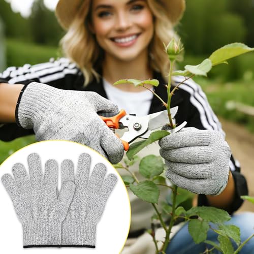 Cut Resistant Gloves, Level 5, Non-Slip Grip, Machine Washable, for Kitchen, Oyster Shucking, Woodworking - color: Grey(female)