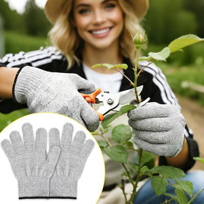 Cut Resistant Gloves, Level 5, Non-Slip Grip, Machine Washable, for Kitchen, Oyster Shucking, Woodworking - color: Grey(female)