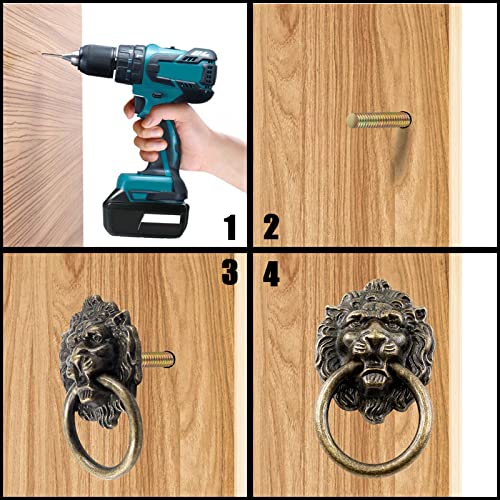 Zorfeter 6 Pcs Lion Head Knobs Pull, Antique Bronze Ring Pull Handles for Dresser Drawers Cupboard Closet Jewelry Box, with Screws - color: Lion Head Knobs