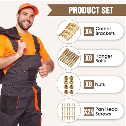 Table Leg Corner Brackets 4-Piece Heavy Duty for Wood, Kerf Mount Hardware Kit for Dining Table Desk Bench Leg Repair, Iron Brackets with Screws for Furniture by Pisman - size: Repair 4PCS