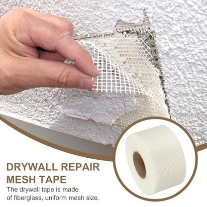 PATIKIL Drywall Repair Mesh Tape, 4 inch x 328 ft Fiberglass Repair Patch Self-Adhesive Dry Wall Joint Tape 7 Mesh Wall Hole Crack and Seam Patch, White - size: 4 inch x 328 Feet