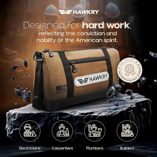 HAWKRY Heavy Duty Canvas Tool Bag – Waterproof Canvas Zipper Pouch, Garden Tool Bag, Construction Bags Heavy Duty, Small Zipper Pouch, Motorcycle Tool, Multipurpose Fishing Bag - color: Beige