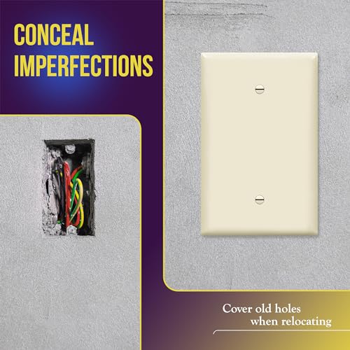 ENERLITES Blank Device Wall Plate, Jumbo Blank Cover, Gloss Finish, Oversized 1-Gang 5.5" x 3.5", Polycarbonate Thermoplastic, 8801O-LA, Light Almond - color: Light Almond, size: Over-Size