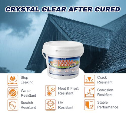 35oz Liquid Waterproof Sealant, Transparent Invisible Waterproof Coating, Water-Based Anti-Leak Repair Adhesive for Roofs, Walls, Bathroom, Windows, Kitchen, Garden, Indoor & Outdoor