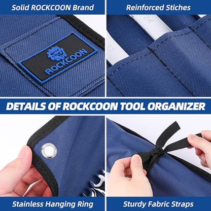 16 Pockets Wrench Roll Organizer (Blue+Green) - color: Blue+Green