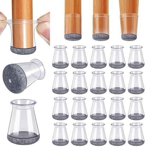 BUMACO Chair Leg Floor Protectors Chair Leg Protectors for Hardwood Floors Silicone Pads Covers to Protect Floors Clear-20 Pcs Universal XS (8/16"-15/16") - color: Clear-20 Pcs, size: Universal Xs