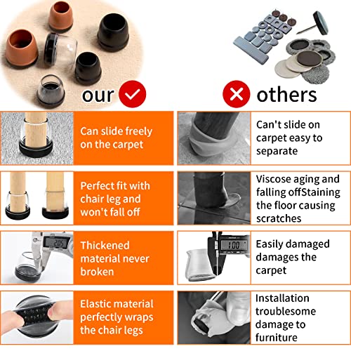Chair Sliders for Carpeted Floors,16 Pcs Chair Glides Square Furniture Sliders Carpet, Teflon Table Leg Protectors Sliders for Carpet, Make Furniture Glides Move Easy (Fit 1.1" - 1.4", Clear) - size: Medium(Fit:1.1"-1.4")