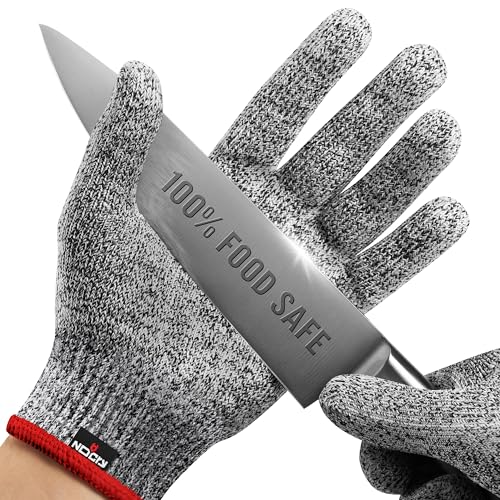 NoCry Premium Cut Resistant Gloves Food Grade — 100% Food Safe — Level 5 Meat Cutting Glove for Chefs & Butchers — Perfect Mandoline Glove or Oyster Shucking Gloves with Superior Comfort & Dexterity - color: Original (Grey), size: X-Small