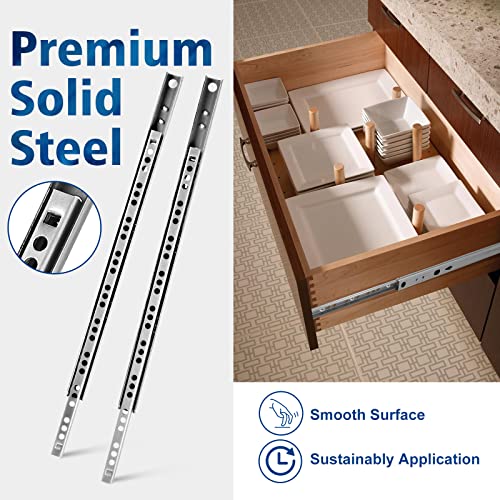 2pcs Ball Bearing Drawer Slides 12 Inch / 310mm, 2 Fold Metal Drawer Tracks, Two Way Slide Track Rail Glides with Mounting Screws - 0.67 Inch Wide - size: 12 Inch