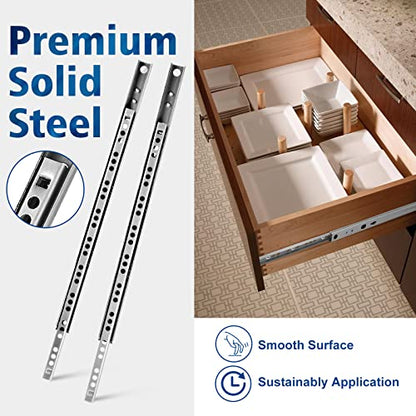 2pcs Ball Bearing Drawer Slides 12 Inch / 310mm, 2 Fold Metal Drawer Tracks, Two Way Slide Track Rail Glides with Mounting Screws - 0.67 Inch Wide - size: 12 Inch