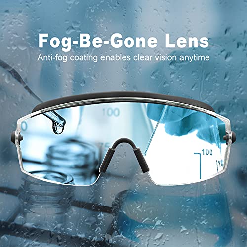 UKNOW Safety Goggles Over Glasses, Anti Fog Safety Glasses with Clear Wraparound Lens, ANSI Z87.1 Protective Eyewear - color: Black