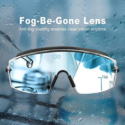 UKNOW Safety Goggles Over Glasses, Anti Fog Safety Glasses with Clear Wraparound Lens, ANSI Z87.1 Protective Eyewear - color: Black