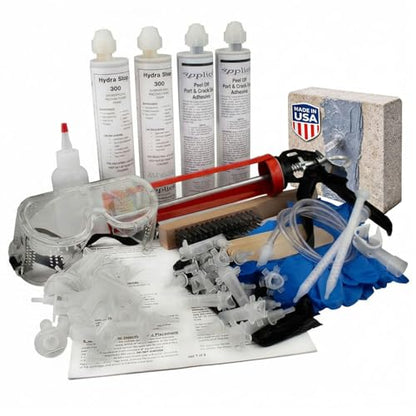 10ft Peel-Off Paste Foundation Crack Repair Kit, Hydra Stop 300 Polyurethane Foam Concrete Foundation Leak Repair System with Peel Paste and Surface Ports, Basement Waterproofing Concrete Crack Filler
