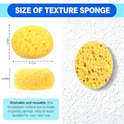 Drywall Texture Repair Kit, 4 Knockdown Texture SpongesandGloves, for DIY Wall & Ceiling Patch, Matching Orange Peel & Splatter Texture