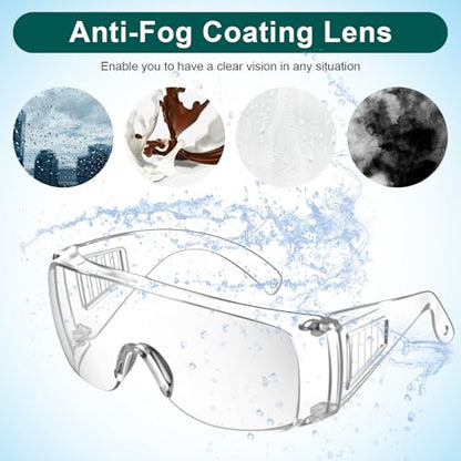 Kifmurase 20Pcs Bulk Clear Safety Glasses, Over Eyeglasses, Lightweight Protective Eyewear, Safety Goggles Eye Protection, Certified Wrap-Around Eye Protection for Lab, Construction, Nurses,