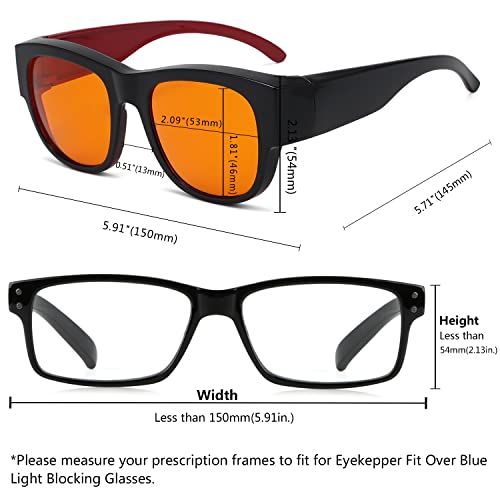 Eyekepper Mens Fit Over Blue Light Blocking Glasses Computer Gaming Eyeglasses for Women - color: 1802-black Red-100% Blue Light Blocking