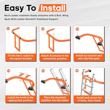 Ladder Stabilizer Accessory for Roof Gutter, roof Ladder stabilizer Easily attaches with U Bolt, Wing Span Wall Ladder Standoff, Stabilized Support, Sturdy and Durable, 500 lbs Weight Rating - size: Ladder Stabilizer Accessory for Roof Gutter