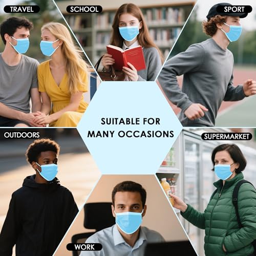 NNPCBT Blue Disposable Face Masks 125 Pack,3-Ply Breathable Mask For Adults,Great For Outdoors,Home, Office, School - color: Adult-125 Pack-blue
