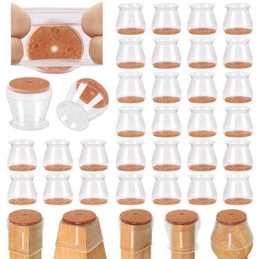 32 Pcs Chair Leg Floor Protectors for Hardwood Floors Silicone Covers to Protect Wood Tile Floors Scratches Felt Pads Furniture Leg Caps Reduce Noise (Fit:0.9"-1.29") - color: Clear-32pcs, size: Universal S