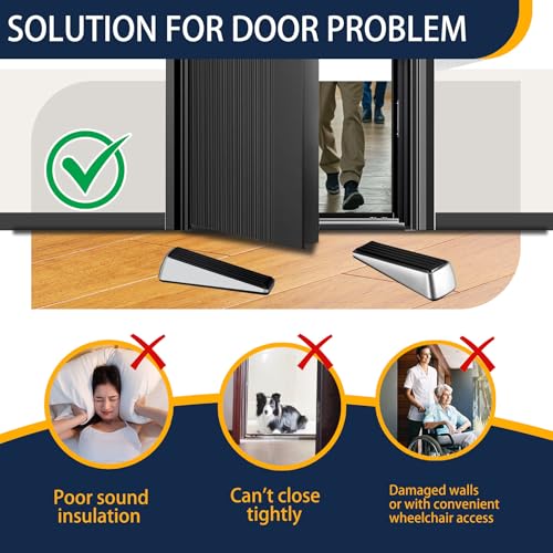 Door Stopper for Bottom of Door, Heavy Duty Door Stop Wedge Made of Premium Quality Zinc and Rubber Suits Any Heavy Door Any Smooth Floor - size: Silver-2 Pack Standard