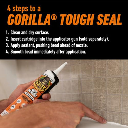 Gorilla 100% Silicone Sealant All Purpose, 10 Ounce Cartridge, White (Pack of 12) - color: White, size: 12 Pack