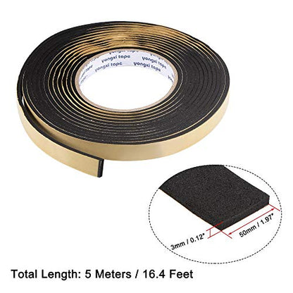 uxcell Sealing Foam Tape 50mm Wide 3mm Thick 5m/16.4ft Long, EVA Self Adhesive Weather Strip for Window Door Insulation - size: 50mmx3mmx5m