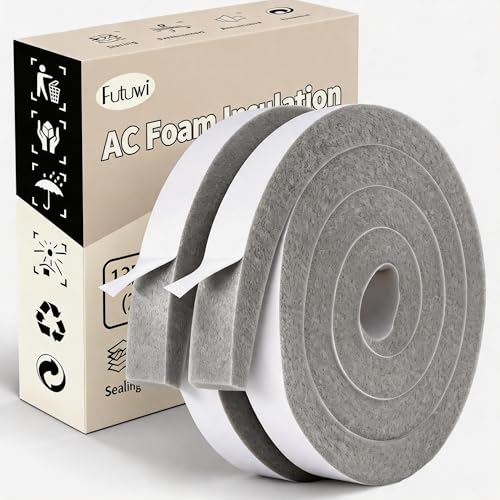 Air Conditioner Foam-2 Rolls, 1 Inch Wide X 1 Inch Thick Total 13 Feet Long, AC Foam Weather Stripping Insulation Tape for Face Shield's Headband(6.5ft x 2 Rolls) - color: Gray, size: 1" (W) x 1" (T) x 13' (L)