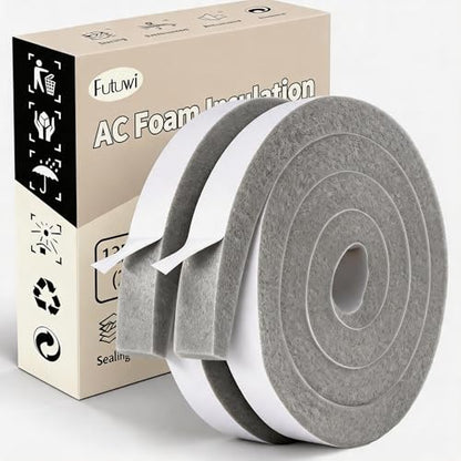 Air Conditioner Foam-2 Rolls, 1 Inch Wide X 1 Inch Thick Total 13 Feet Long, AC Foam Weather Stripping Insulation Tape for Face Shield's Headband(6.5ft x 2 Rolls) - color: Gray, size: 1" (W) x 1" (T) x 13' (L)