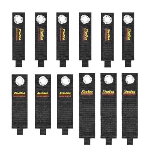 12-Pack Heavy Duty Storage Straps, Hook and Loop Hanging Storage Straps Cord Wrap Keeper for Cords, Hoses, Rope, RV, Boat, Garage Organization (D-12) - size: D-12pcs