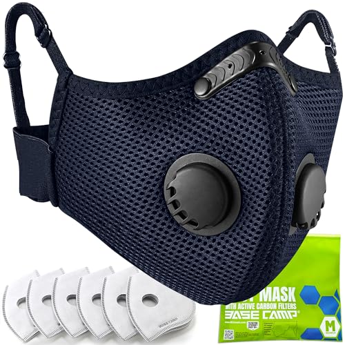 BASE CAMP Upgrade M Plus Dust Mask, Respirator Mask with 99.9% Effective Carbon Filter for Woodworking,7 Layer Breathable Face Protection for Construction, Dust, Landscaping, Sanding, Painting - color: Dark Tangaroa