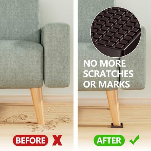 Non Slip Furniture Pads - 2x2 Anti Skid Caster Cups, 8PCS Square Chair Coasters for Hardwood Floors, Anti Slide Furniture Cup Bed Floor Protectors, Furniture Stoppers to Prevent Sliding(Brown) - size: 2" 8pcs Brown
