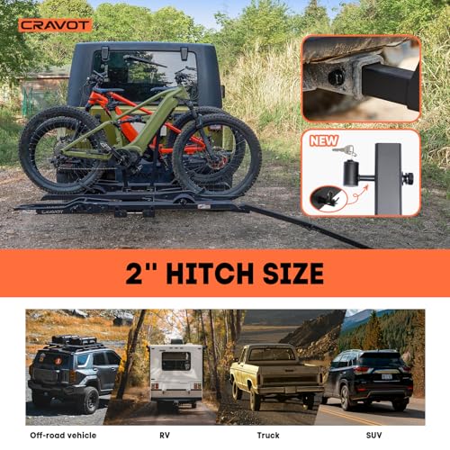 CRAVOT CyberRack S3 Ebike Rack, 300 lbs Capacity Foldable Bike Racks for Tow Hitch Heavy Electric Bike Carrier for 3 E-Bike, Up to 5-inch Fat Tire 2'' Receiver - style: S3-300lbs