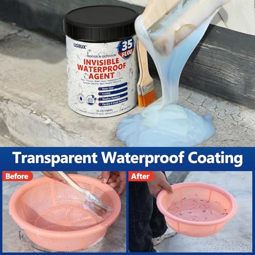 Transparent Waterproof Coating, 35 Oz Invisible Waterproof Agent, Water-Based Waterproof sealant for Roofs, Walls, Gardens, Terraces, Indoor & Outdoor Use - size: 35 FL OZ