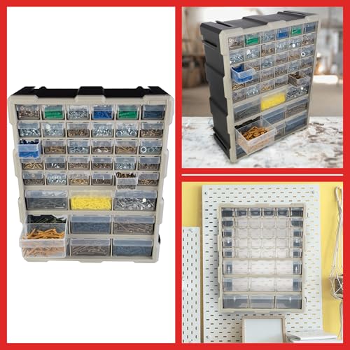 Stalwart 39-Drawer Plastic Small Parts Organizer - Desktop or Wall Storage Drawers for Organizing Hardware, Crafts, Garage, or Classroom (Black) - style: 39 Drawers