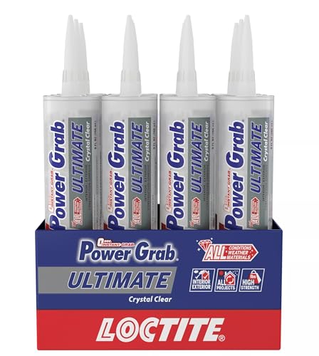 Loctite Power Grab Ultimate Crystal Clear Construction Adhesive, 9 fl oz Cartridge, 12 Pack - Versatile Construction Glue for Glass, Wood, Metal & More - size: 12 Pack