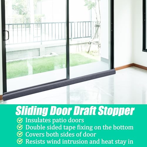 BALAPET 2 Pcs Door Draft Stopper,Sliding Door Draft Stopper Glass Door Draft Blocker, Patio Under Door Draft Stopper Winter Door Insulation Strip Provides Door Insulation and Weather Stripping