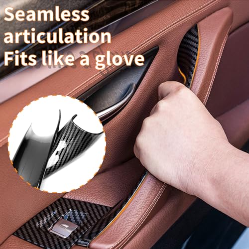 7PCS Carbon Fiber No-Remove Interior Door Pull Handle Sticky Cover for BMW 5 Series F10/F11 (2010-2016) 520, 523, 525, 528, 530, 535 Driver Passenger Side Window Switch Armrest Panel - color: Carbon Fibre