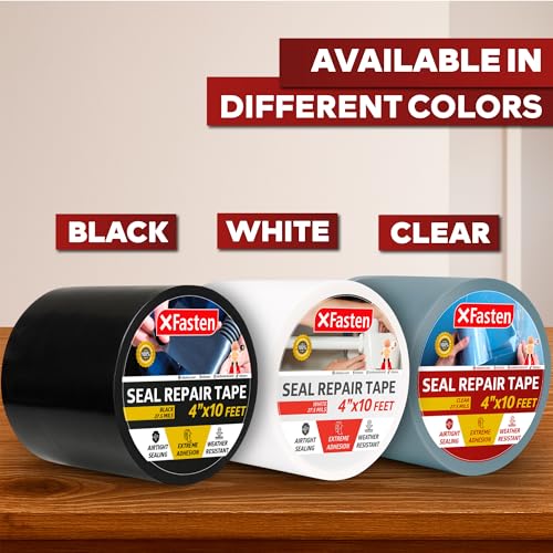 XFasten Waterproof Patch Seal Repair and Leak Shield Tape, White, 6-Inch x 5-Foot, Weatherproof Water Barrier Tape for Chimney, Roof, Boat, and HVAC Hose Repair - color: White