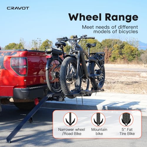CRAVOT CyberRack E2 Ebike Rack, 200 lbs Capacity Foldable Bike Racks for Tow Hitch Heavy Electric Bike Carrier for 2 E-Bike, Up to 5-inch Fat Tire 2'' Receiver - style: E2-25-200lbs