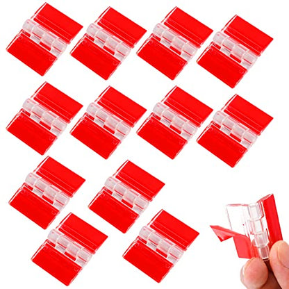 12 Pcs Acrylic Small Hinges - Self Adhesive Clear Plastic Transparent Continuous Hinge Tools for Cabinet Drawer Furniture DIY Display Stand 35x25 mm - size: 35 x 25 mm