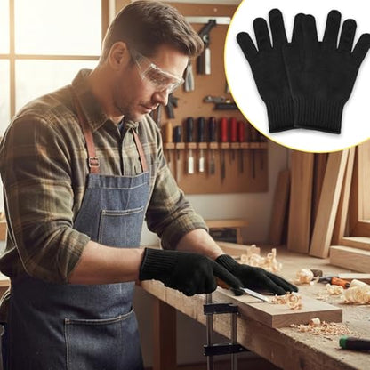 Cut Resistant Gloves, Level 5, Non-Slip Grip, Machine Washable, for Kitchen, Oyster Shucking, Woodworking - color: Black(male)