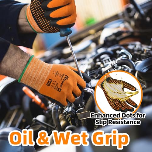 Schwer 12 Pairs Safety Work Gloves MicroFoam Nitrile Coated, Certified Level 6 Abrasion & A1 Cut Resistant Working Gloves with MicroDot Grip, Touchscreen, Used for General Work, Gardening, LT5619, S - size: Small, style: 12 Pairs