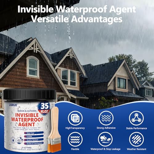 Transparent Waterproof Coating, 35 Oz Invisible Waterproof Agent, Water-Based Waterproof sealant for Roofs, Walls, Gardens, Terraces, Indoor & Outdoor Use - size: 35 FL OZ