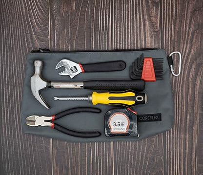 COREFLEX Premium Tool Pouch Zipper Bag, Small Tool Bag, Multipurpose Storage pouch, Heavy duty Flat Bottom Tool bag with YKK Zipper (6 pack Combo mixed size Black &Grey) - size: 6 pack Combo mixed size Black &Grey