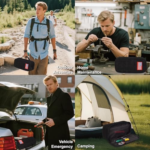 Tactical Tool Bag for Men,Wide Mouth Tool Pouch with Water-Resistant, Multi-purpose Range Bags with Zipper Handle,Heavy Duty Small Tool box organizer for Repairman, Carpenters, Handyman - color: Black