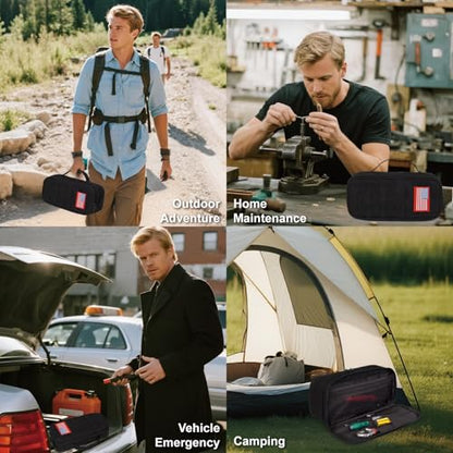 Tactical Tool Bag for Men,Wide Mouth Tool Pouch with Water-Resistant, Multi-purpose Range Bags with Zipper Handle,Heavy Duty Small Tool box organizer for Repairman, Carpenters, Handyman - color: Black