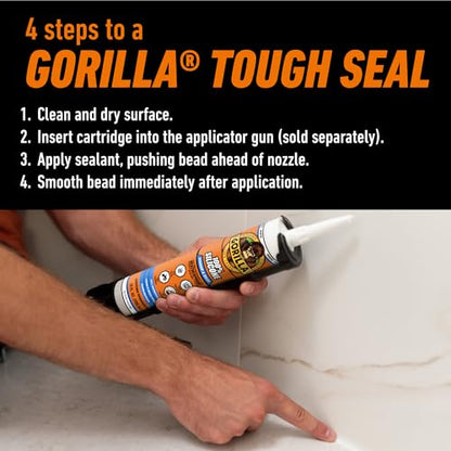 Gorilla 100% Silicone Sealant Caulk Window & Door, 10 Ounce Cartridge, White